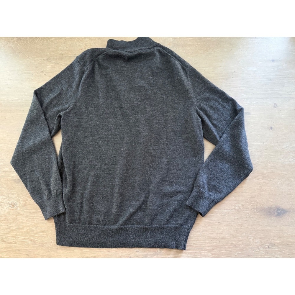 Club Room Men's Gray Merino Wool Blend Quarter‎ Zip Sweater Pullover - Picture 2 of 3